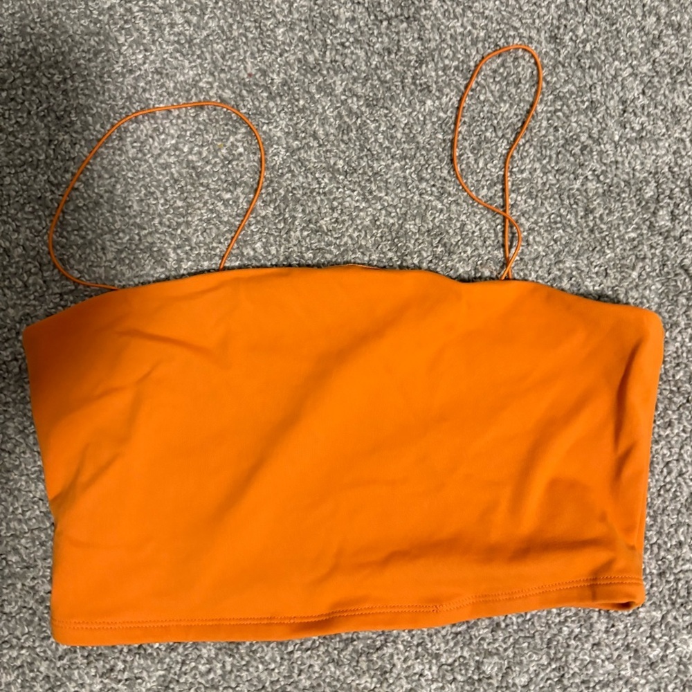Dynamite Orange Women's Strapless Tube Crop Top‎ Size Medium
